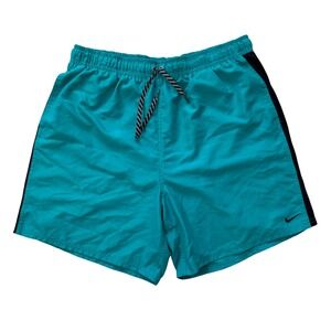 Nike Swim Trunks Teal‎ Green Black Side Stripe Drawstring Mens XL